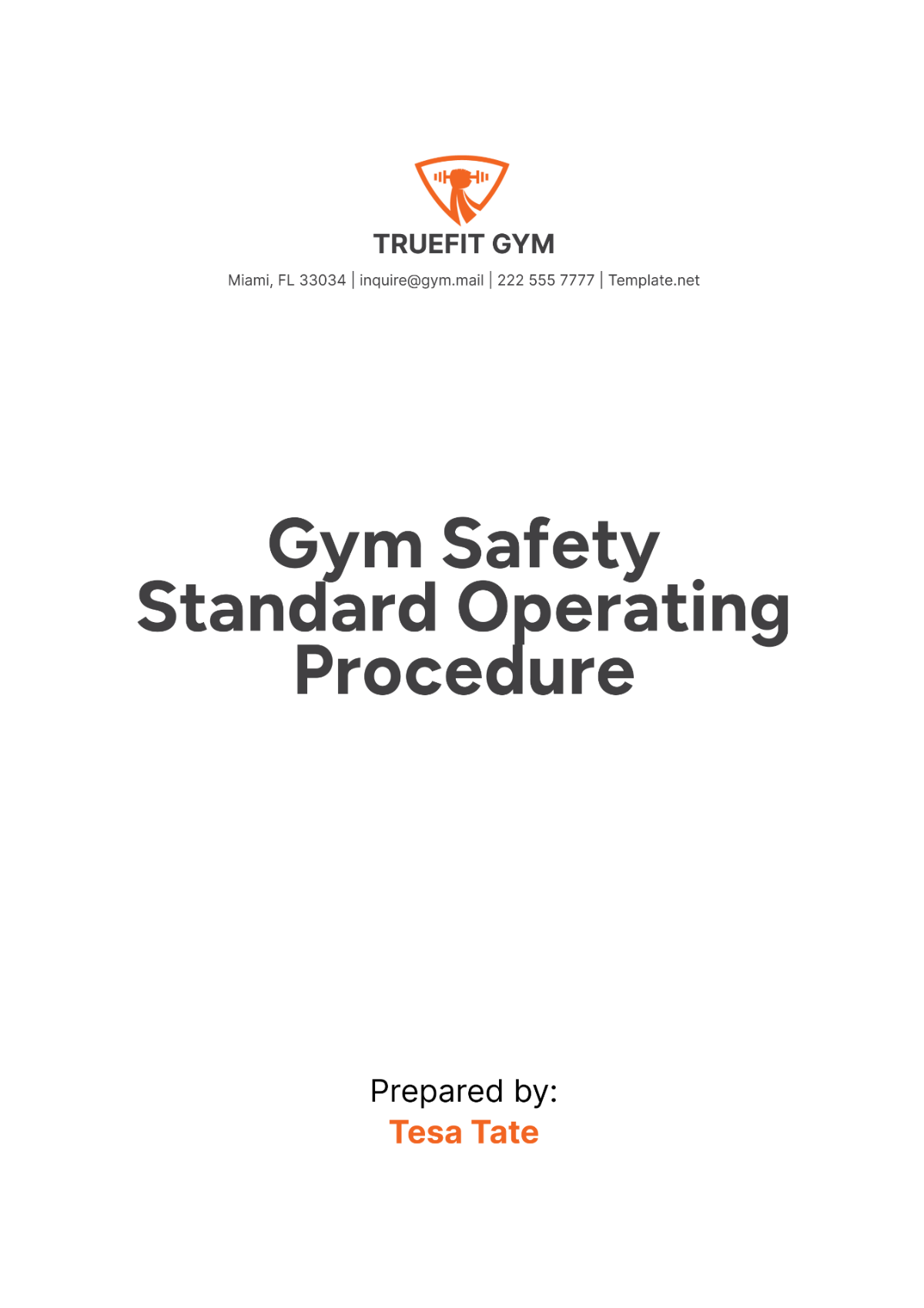 Gym Safety Standard Operating Procedure Template - Edit Online & Download