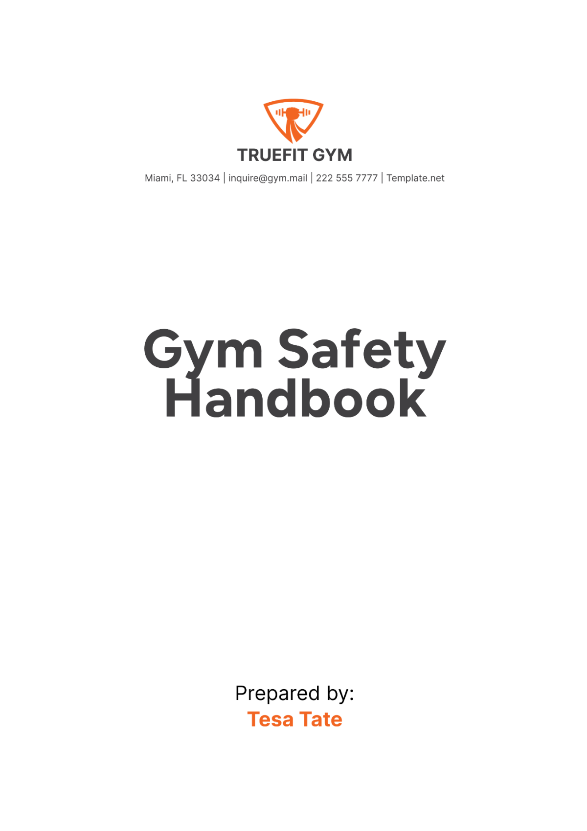 Gym Safety Handbook Template - Edit Online & Download