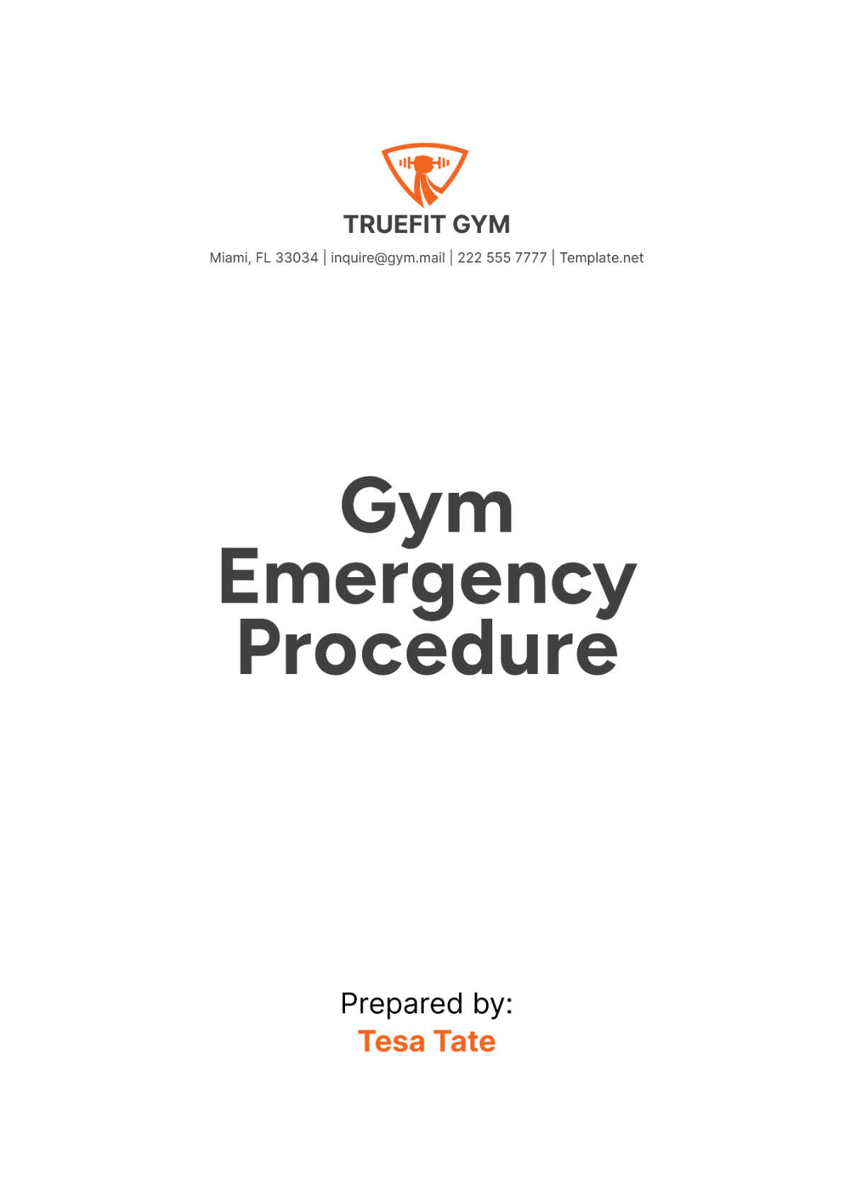 Gym Emergency Procedure Template - Edit Online & Download