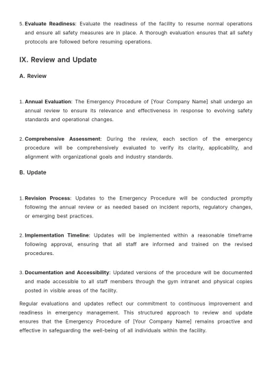 Free Gym Emergency Procedure Template to Edit Online
