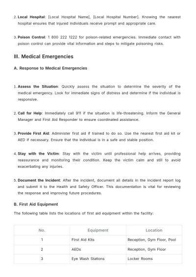 Free Gym Emergency Procedure Template to Edit Online