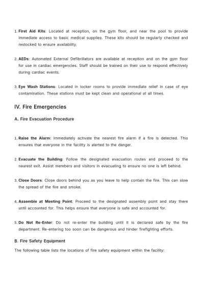 Free Gym Emergency Procedure Template to Edit Online