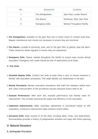 Free Gym Emergency Procedure Template to Edit Online
