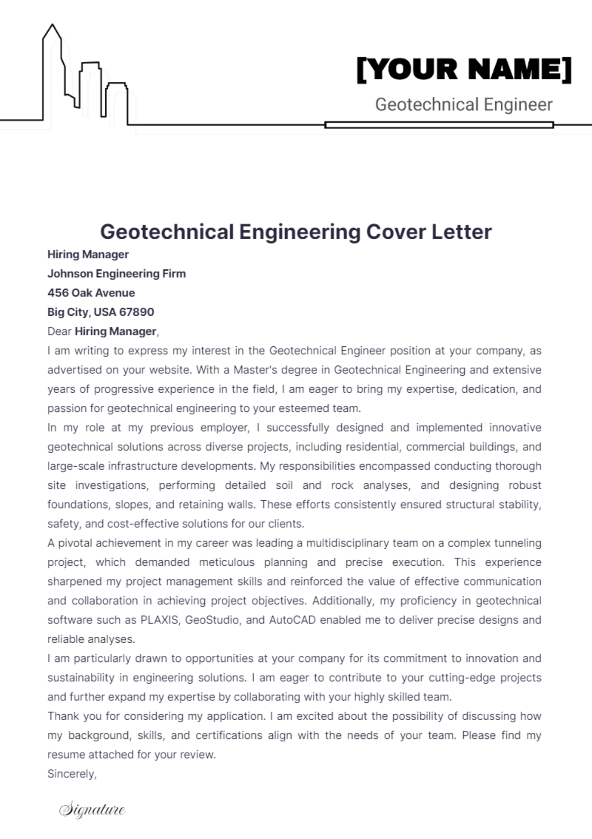 Geotechnical Engineering Cover Letter - Edit Online & Download