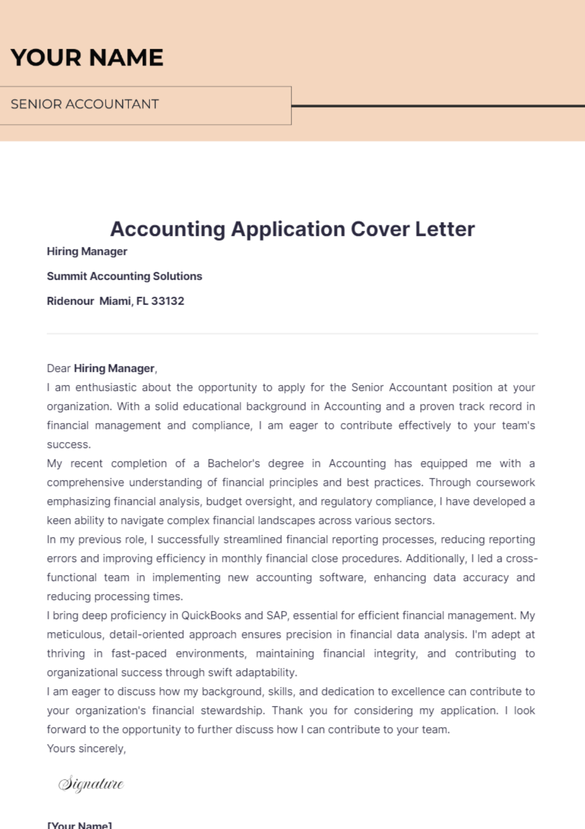 Accounting Application Cover Letter - Edit Online & Download