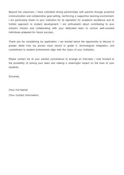 Free Teaching Application Cover Letter to Edit Online