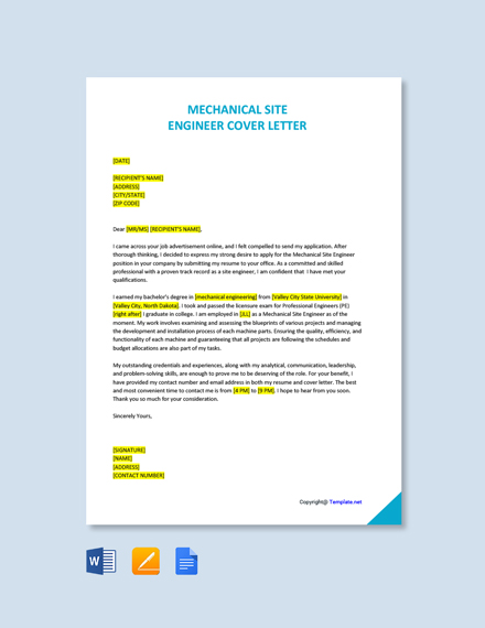 Mechanical Contractor Cover Letter Template [Free PDF] - Google Docs ...