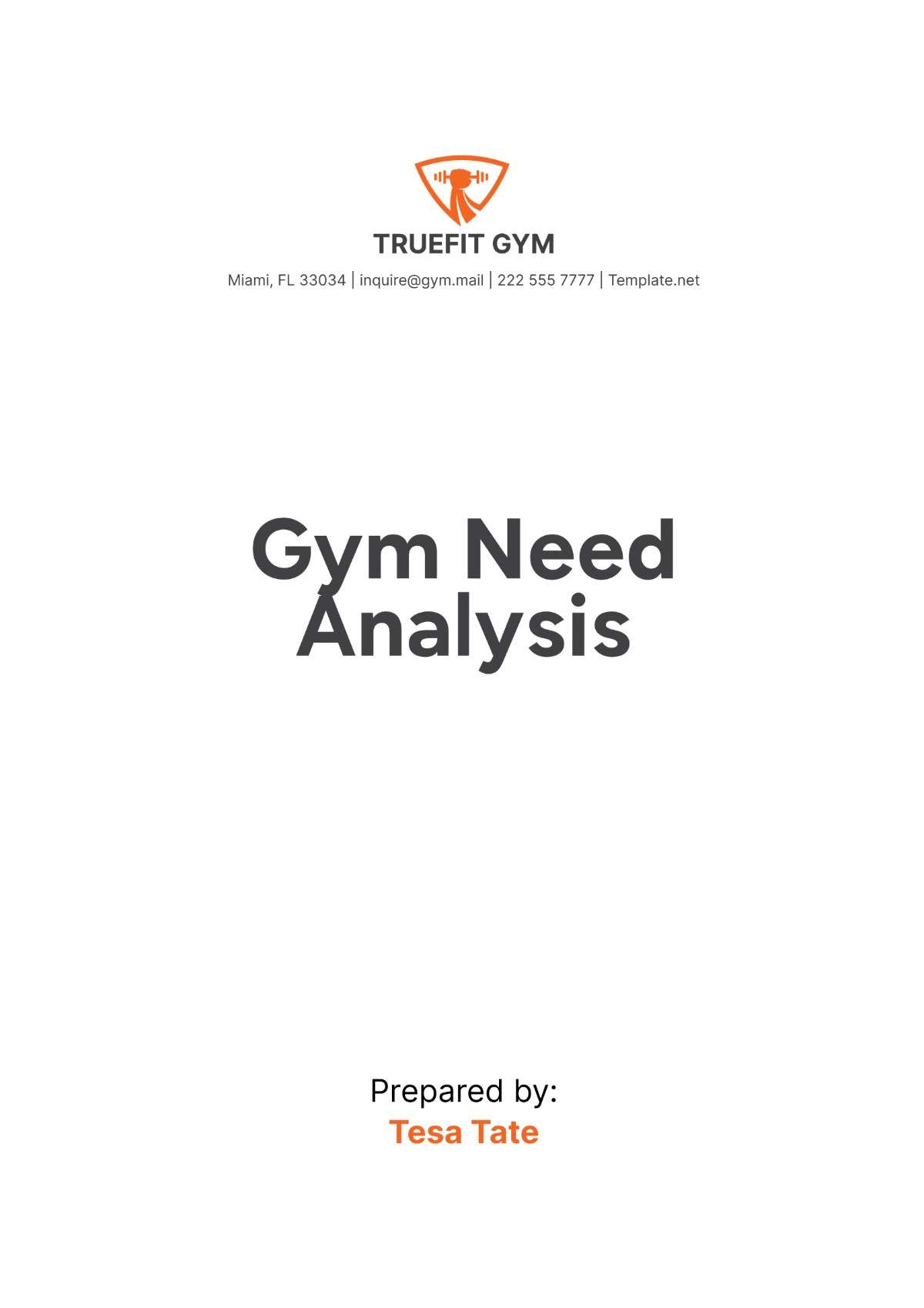 Gym Need Analysis Template - Edit Online & Download