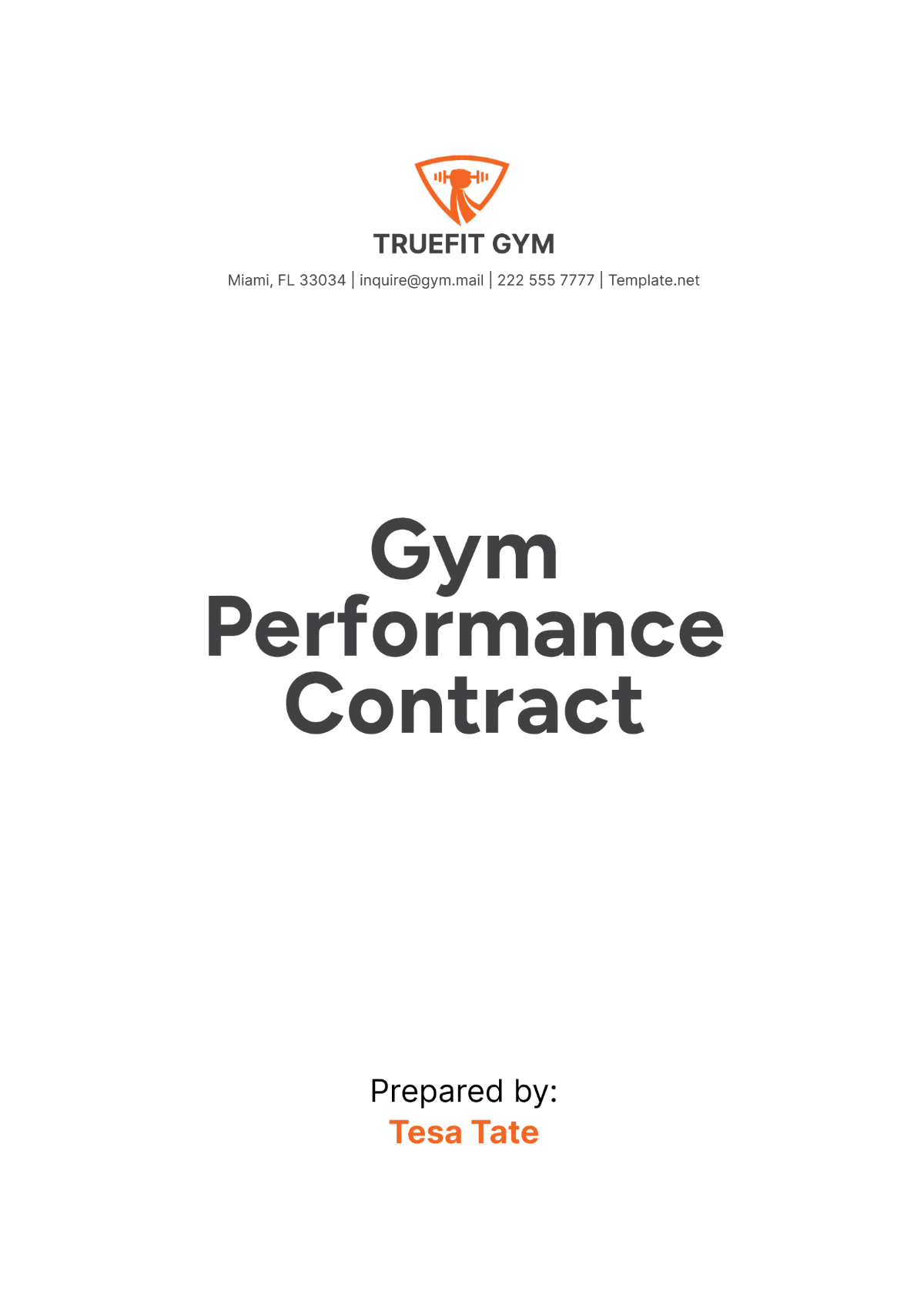 Gym Performance Contract Template - Edit Online & Download