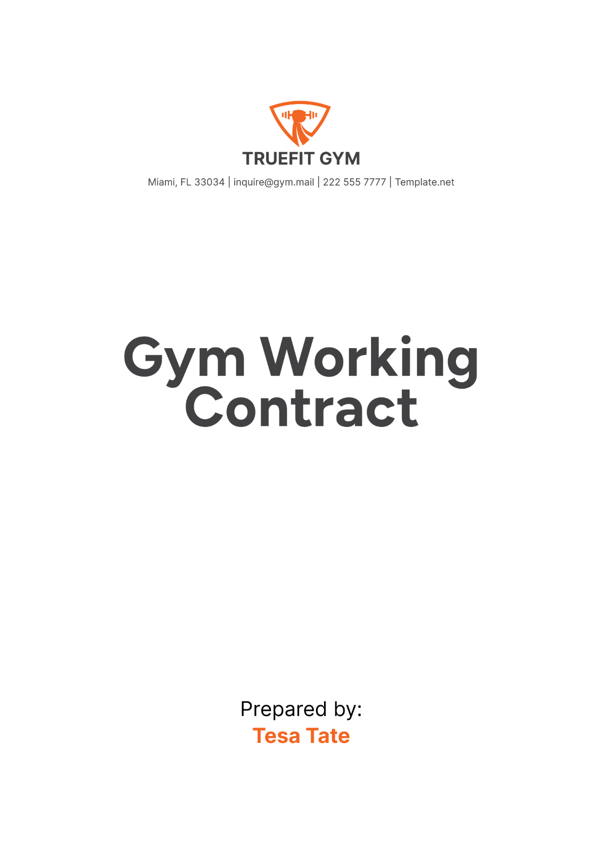 Gym Working Contract Template - Edit Online & Download