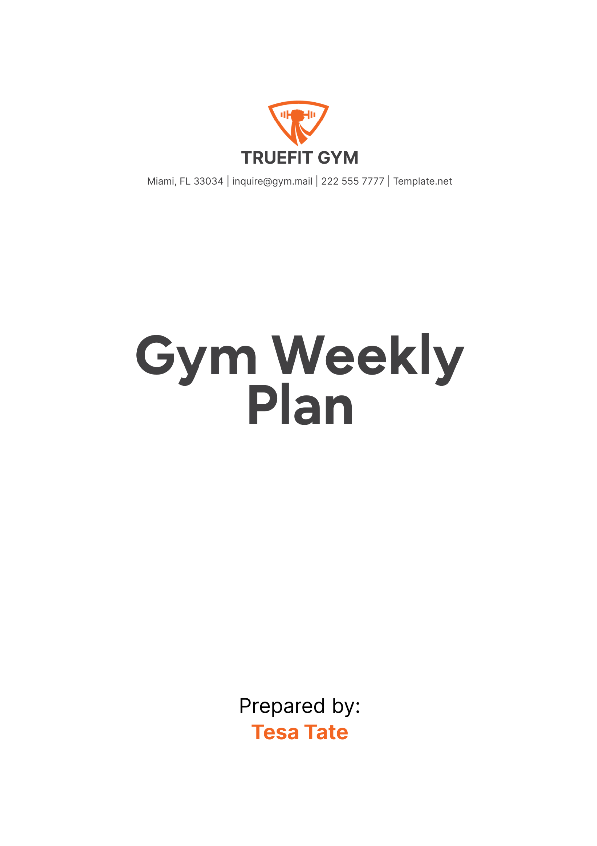 Gym Weekly Plan Template - Edit Online & Download