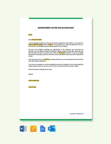 FreeAppointmentLetterforAccountantTemplate