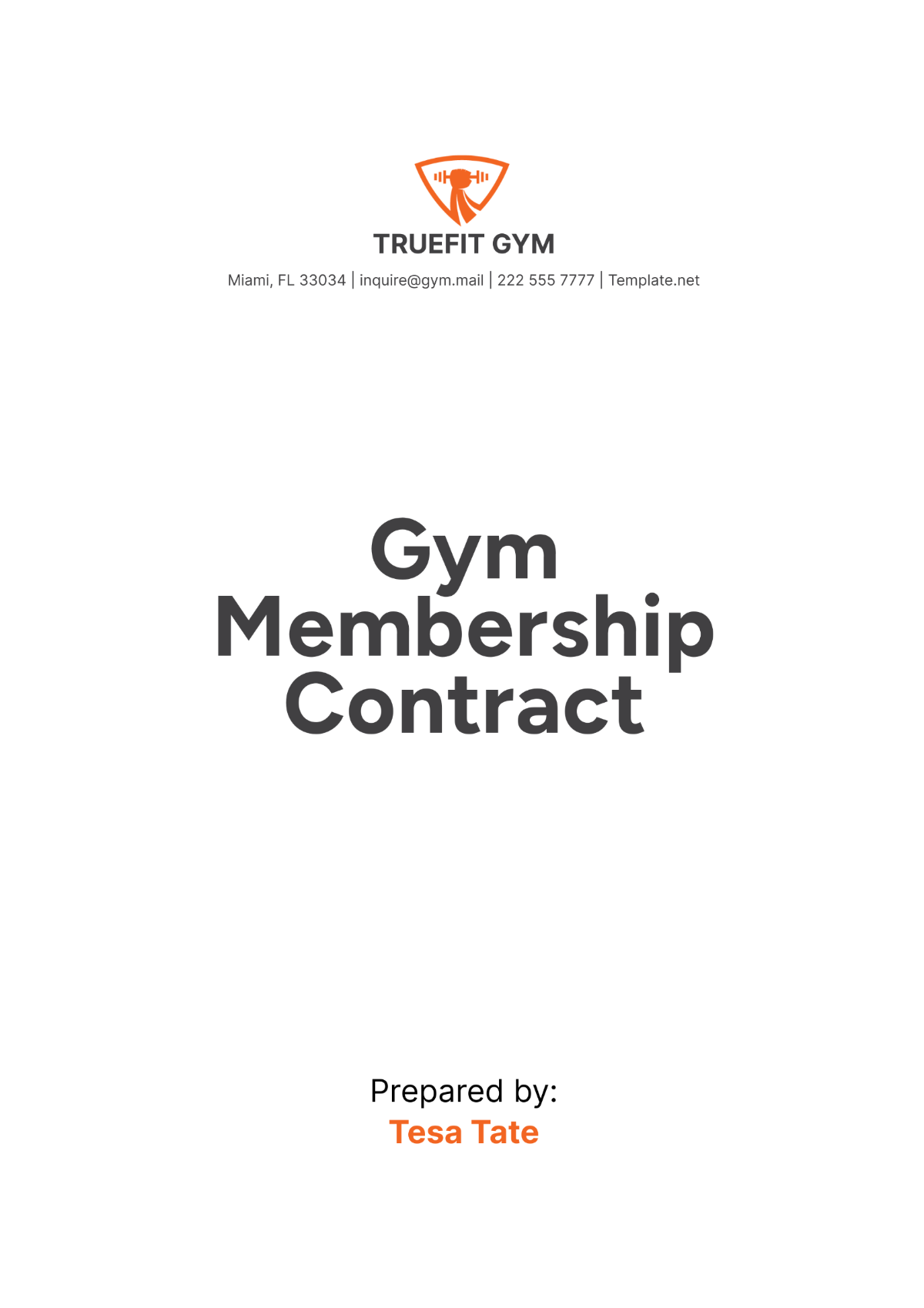 Gym Membership Contract Template - Edit Online & Download