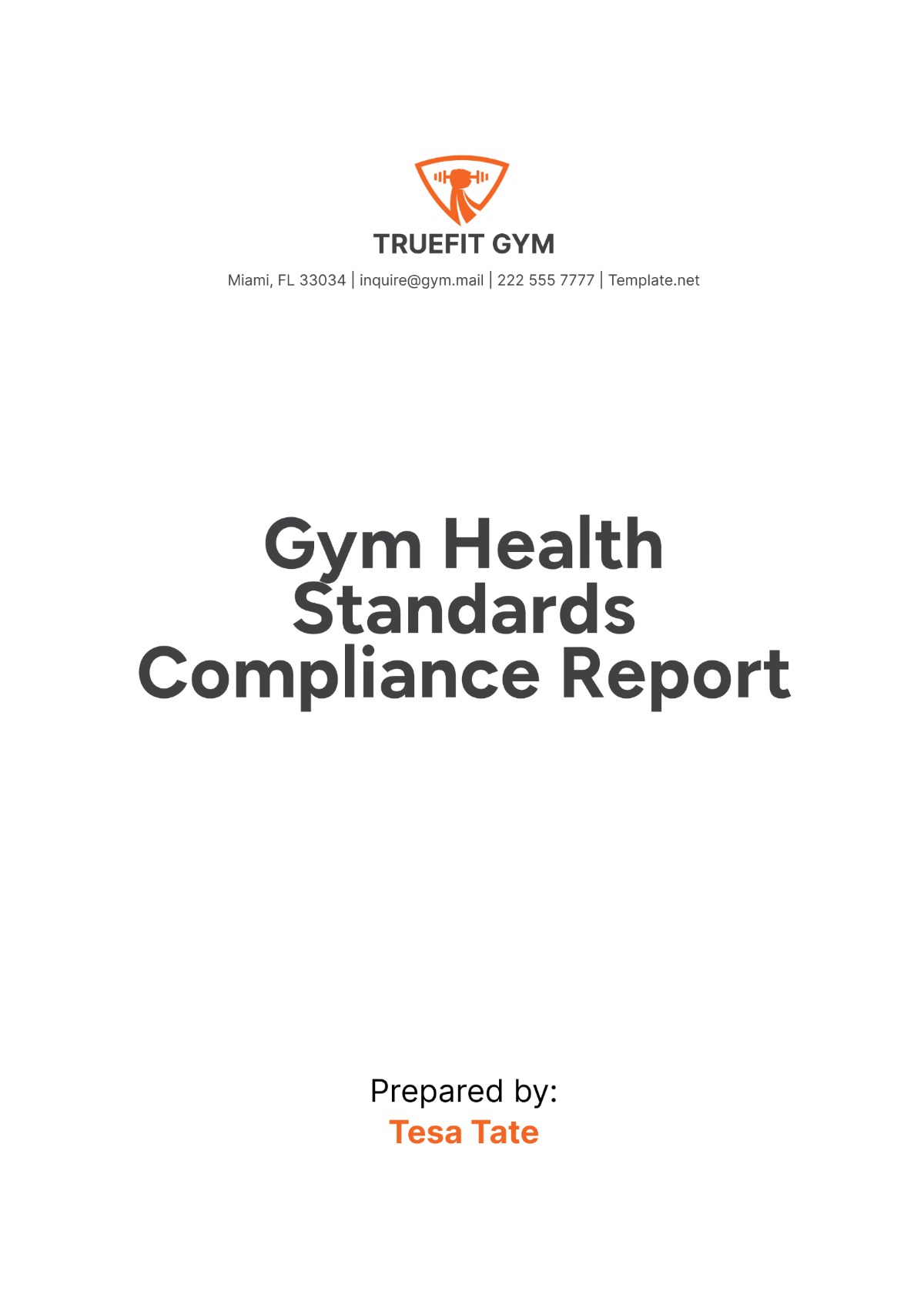 Gym Health Standards Compliance Report Template - Edit Online & Download