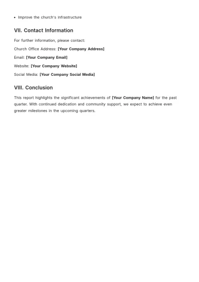 Free Church Quarterly Report Template to Edit Online