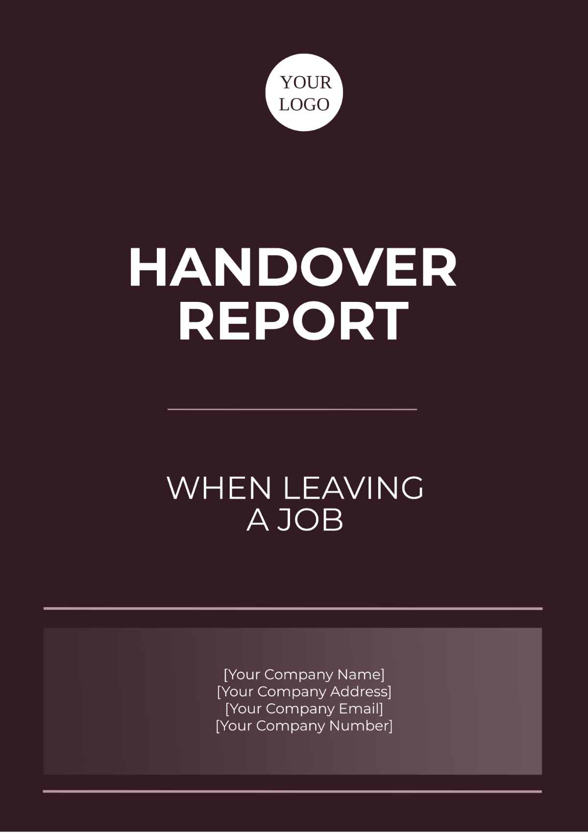 Handover Report When Leaving A Job Template