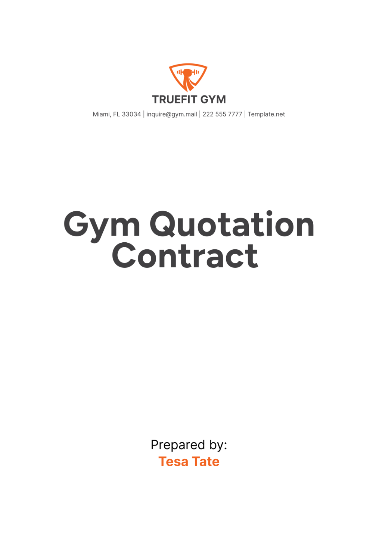 Gym Quotation Contract Template - Edit Online & Download