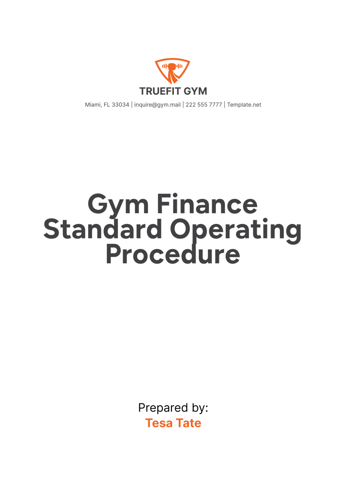 Gym Finance Standard Operating Procedure Template - Edit Online & Download