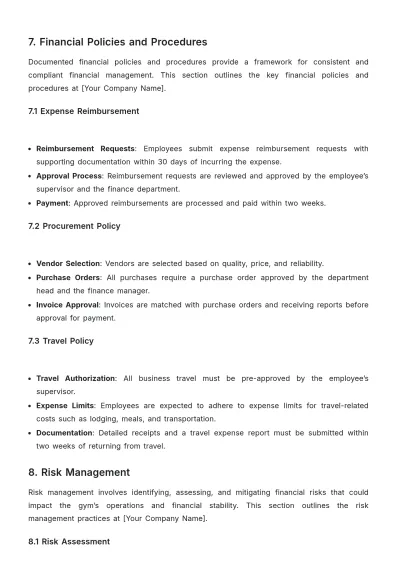 Free Gym Finance Standard Operating Procedure Template to Edit Online