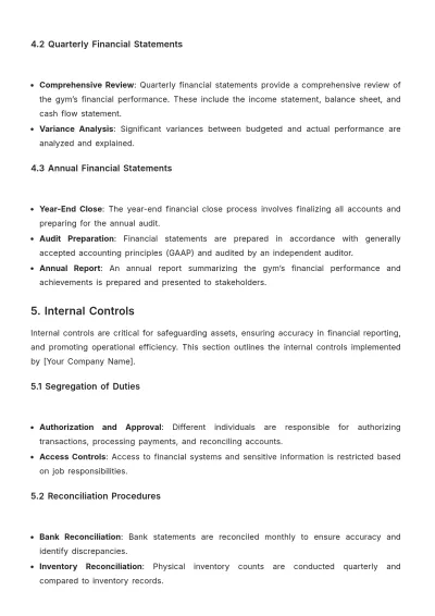 Free Gym Finance Standard Operating Procedure Template to Edit Online