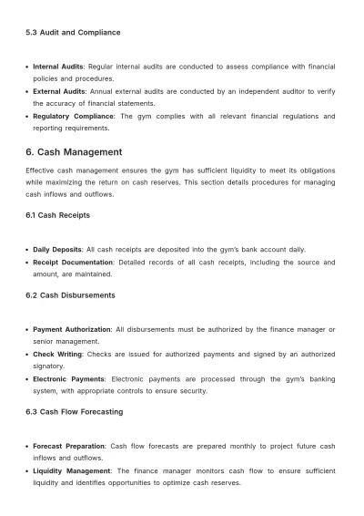 Free Gym Finance Standard Operating Procedure Template to Edit Online