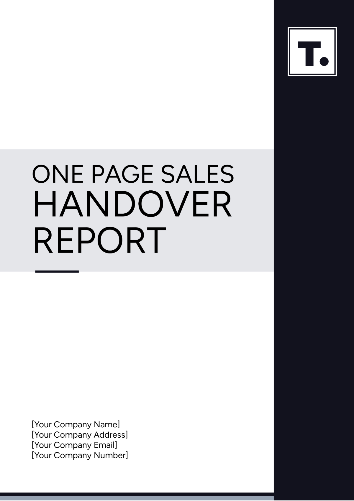 One Page Sales Handover Report Template