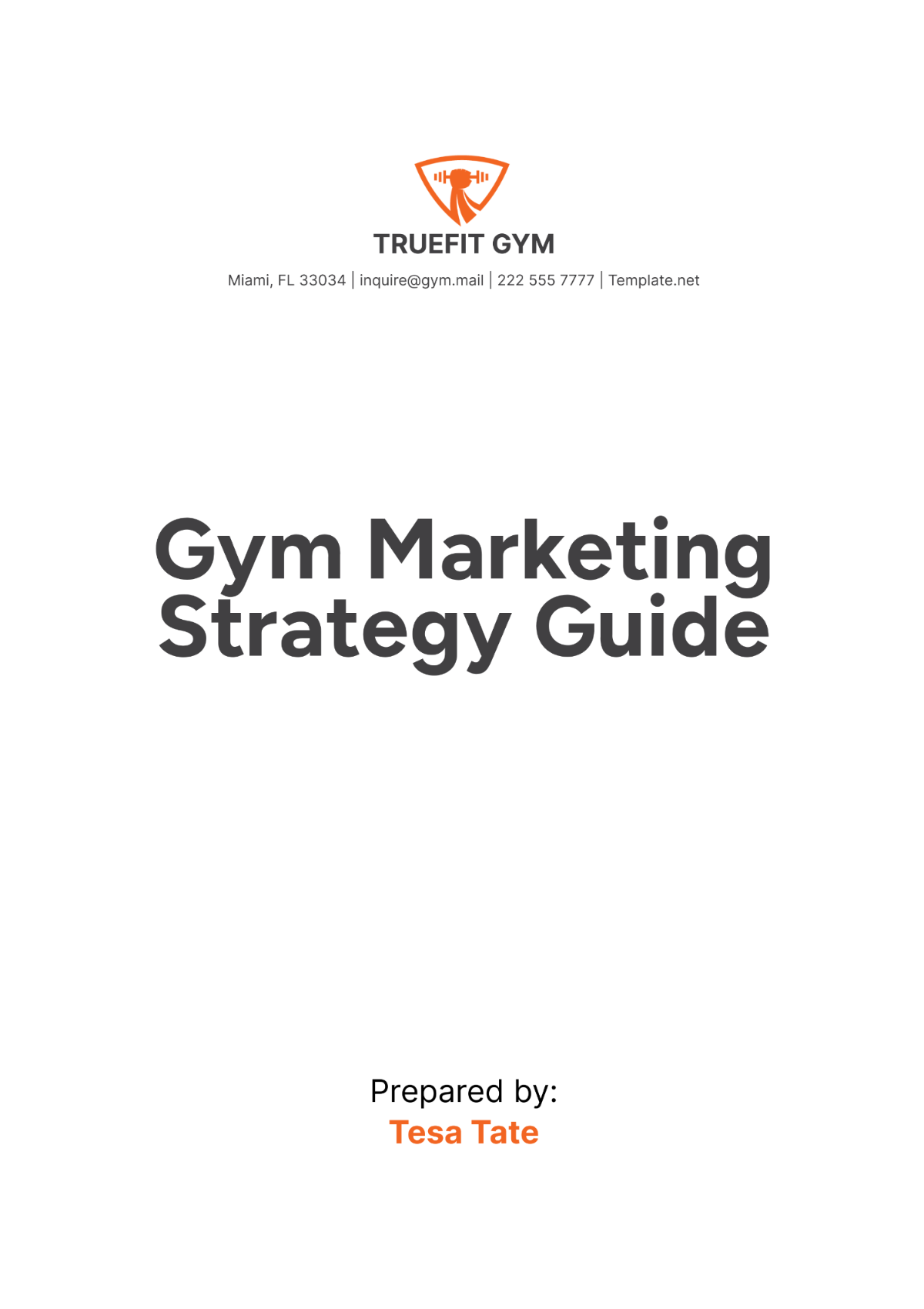 Gym Marketing Strategy Guide Template - Edit Online & Download