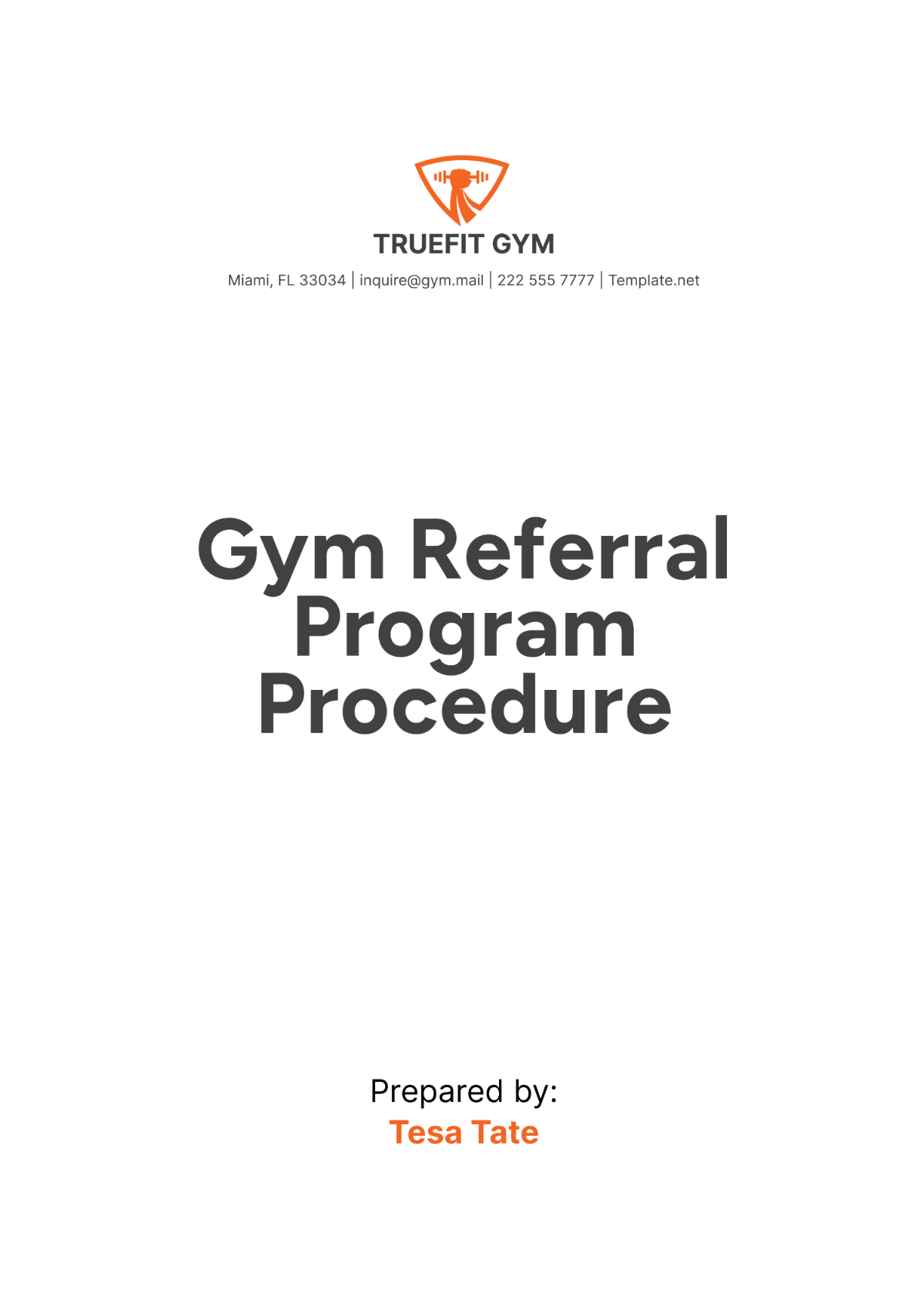 Gym Referral Program Procedure Template