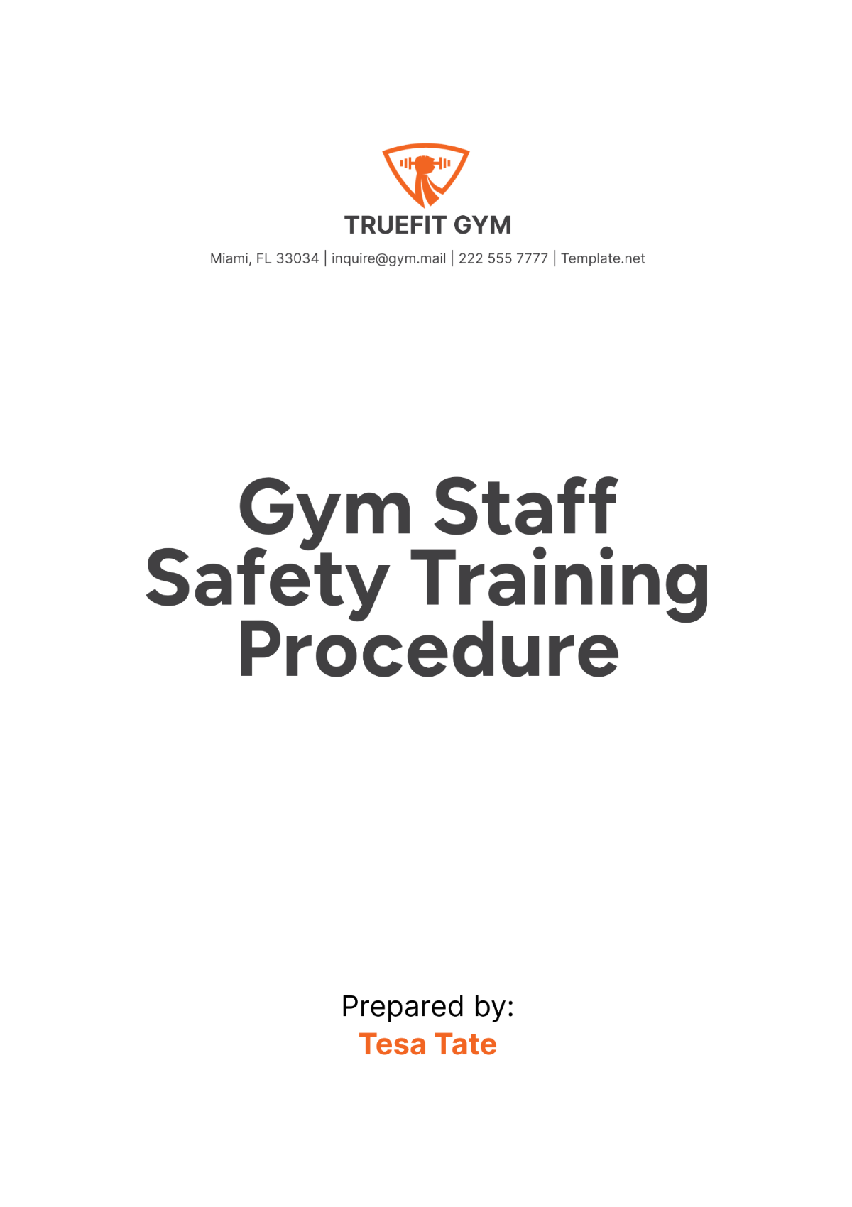 Gym Staff Safety Training Procedure Template - Edit Online & Download