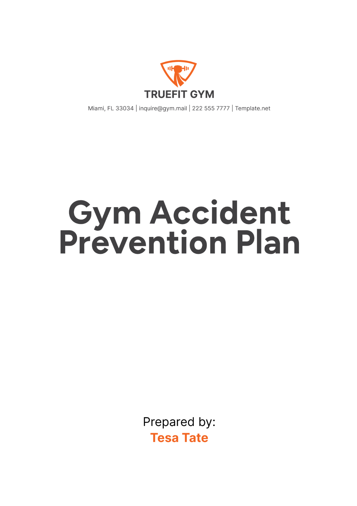 Gym Accident Prevention Plan Template - Edit Online & Download