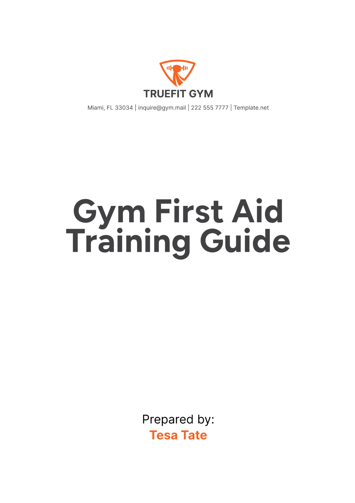 Gym First Aid Training Guide Template - Edit Online & Download