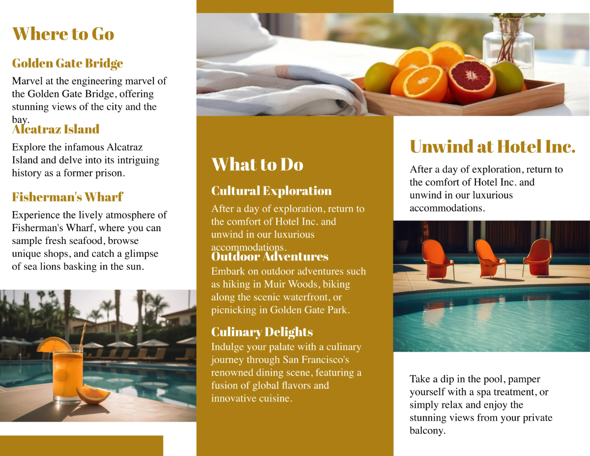 Free Hotel Destination Guide Brochure Template to Edit Online