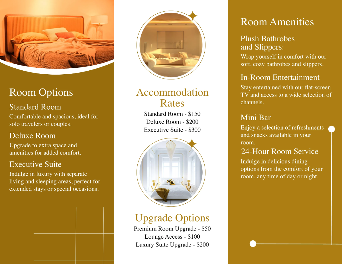 Free Hotel Accommodation Brochure Template to Edit Online