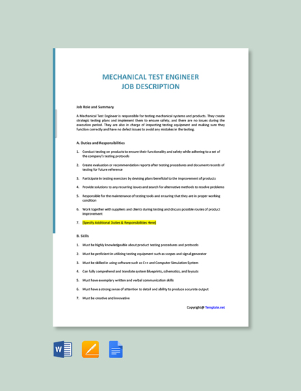 22+ FREE Mechanical Engineer Job Description Templates - Google Docs | Template.net
