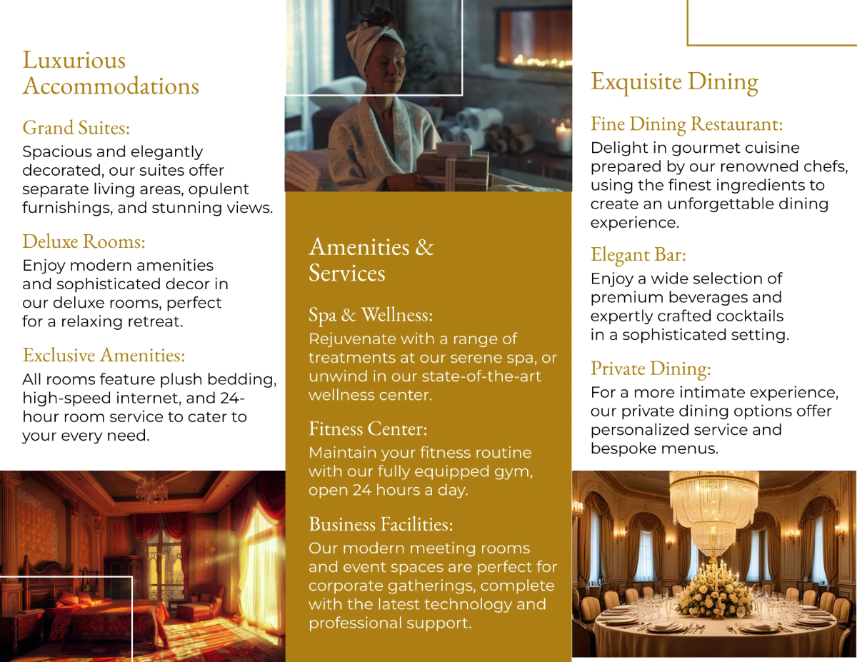 Free Grand Hotel Tri-Fold Brochure Template to Edit Online