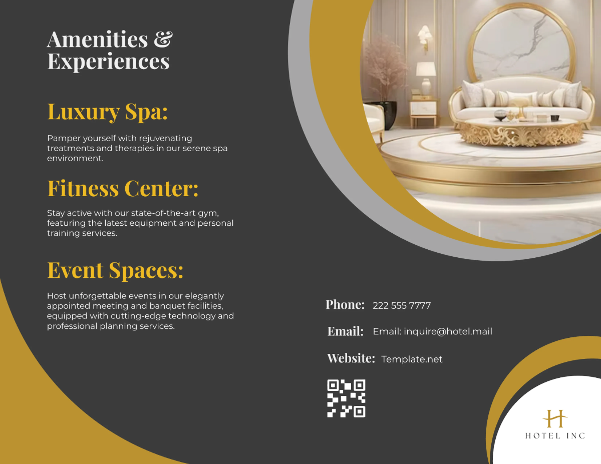 Free Grand Hotel Bi-Fold Brochure Template to Edit Online