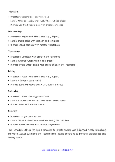 Free Personal Grocery List Template to Edit Online
