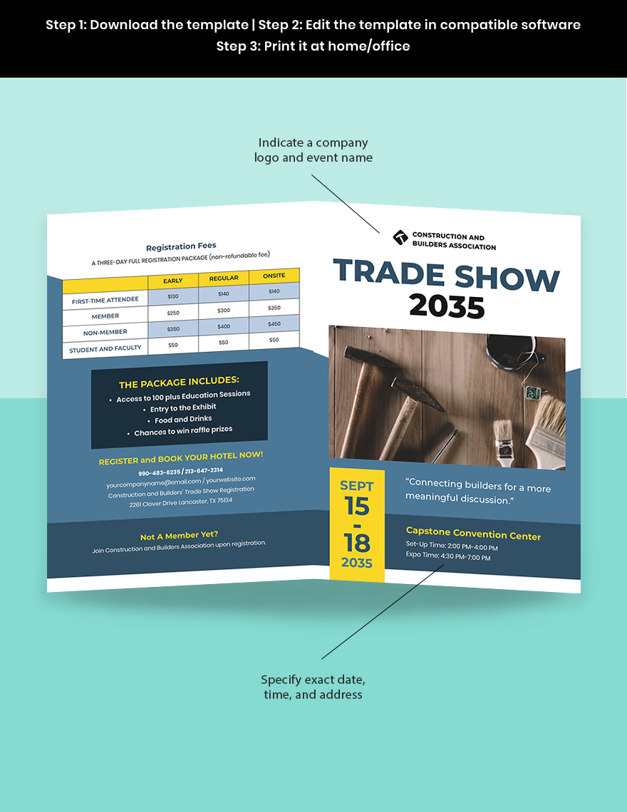 Builders Trade Show Bi-Fold Brochure Template