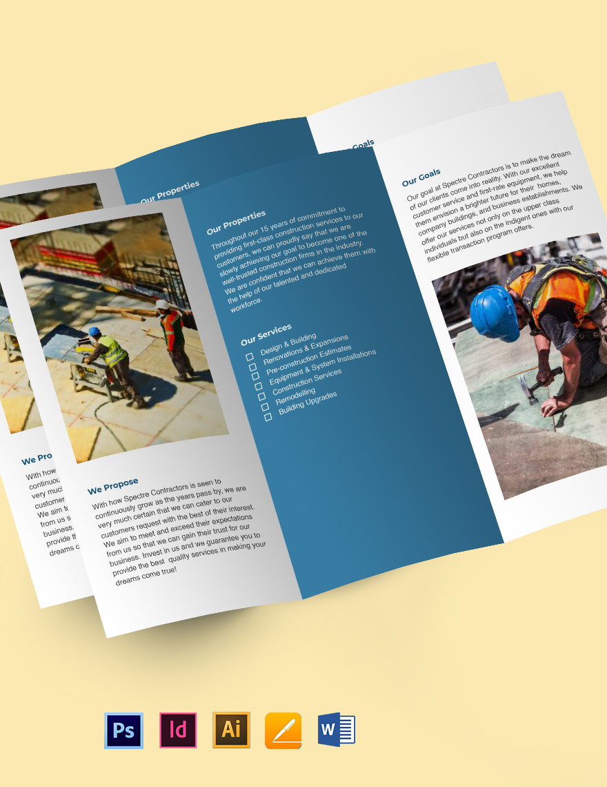 Contractor Tri-Fold Brochure Template