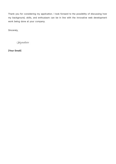 Free Web Developer Cover Letter For Fresher to Edit Online