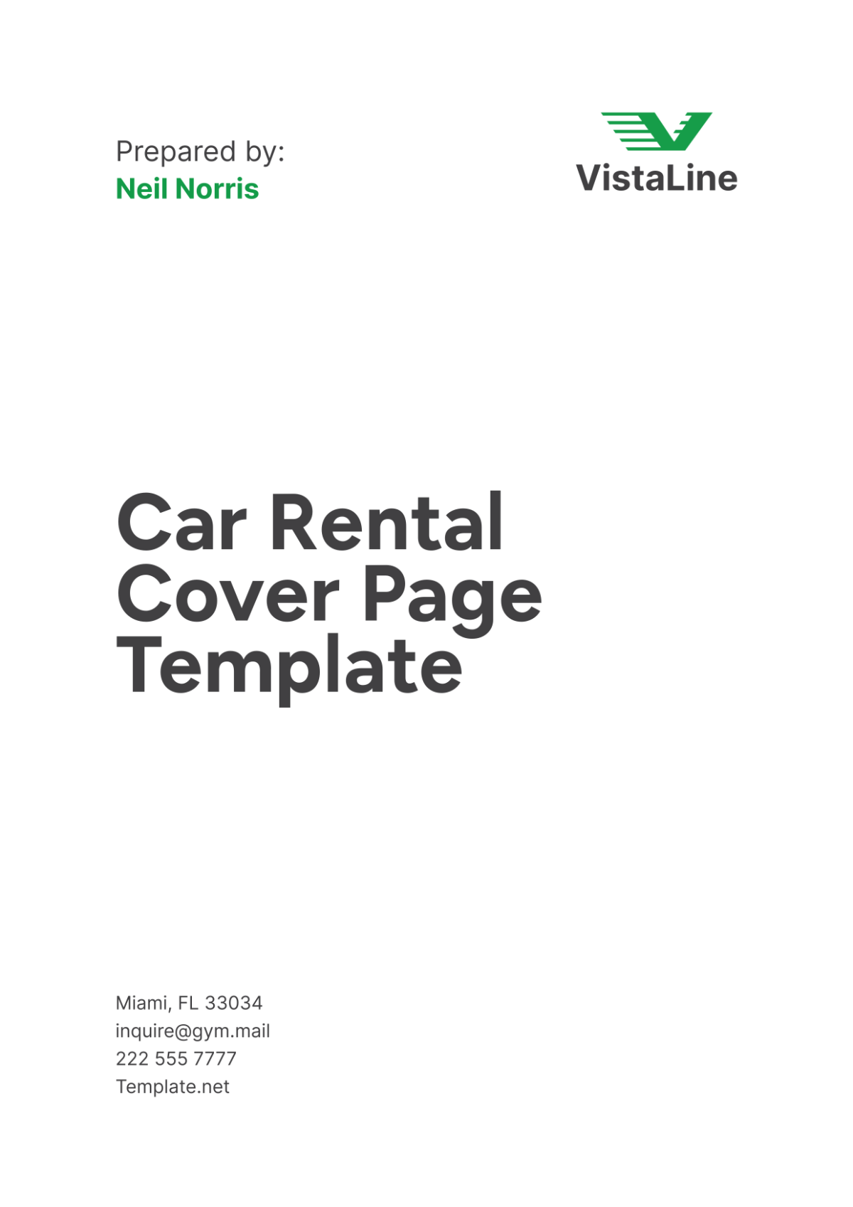 Car Rental Cover Page