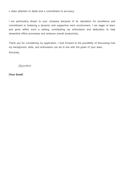 Free Administrative Assistant Cover Letter For Fresher Template to Edit Online