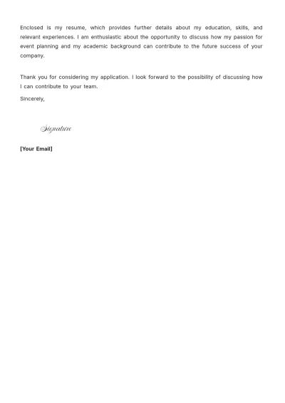 Free Event Planner Cover Letter For Fresher to Edit Online