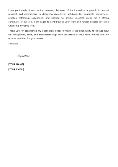 Free Market Research Cover Letter For Fresher to Edit Online