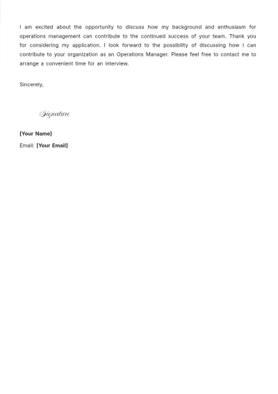 Free Operations Manager Cover Letter For Fresher to Edit Online