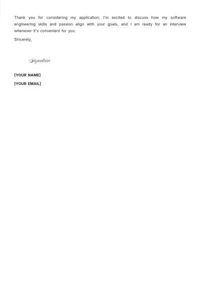 Free Experienced Software Engineer Cover Letter to Edit Online