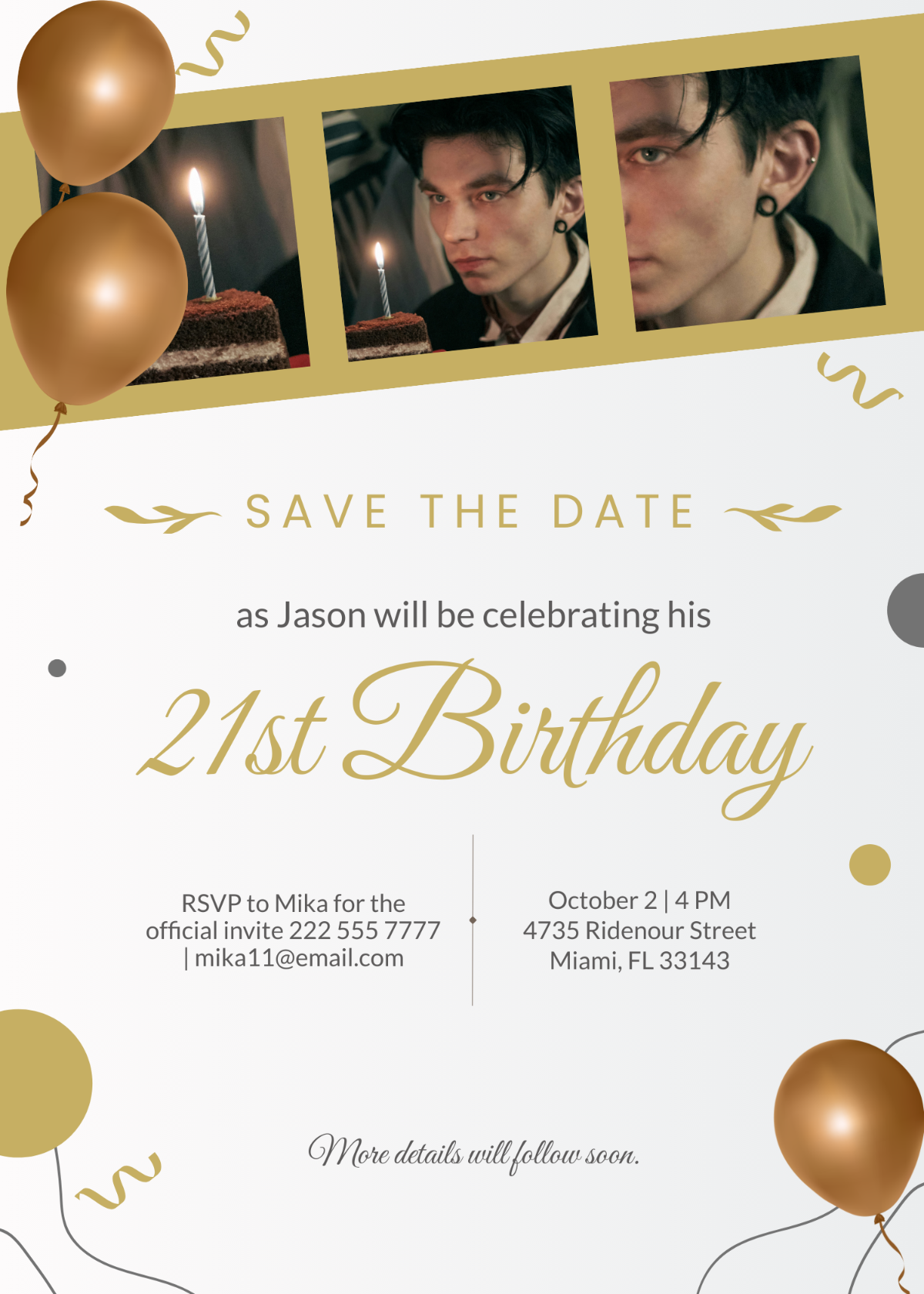 Save the Date 21st Birthday Invitation