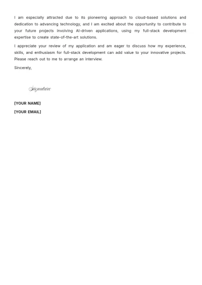 Free Full-Stack Software Engineer Cover Letter to Edit Online