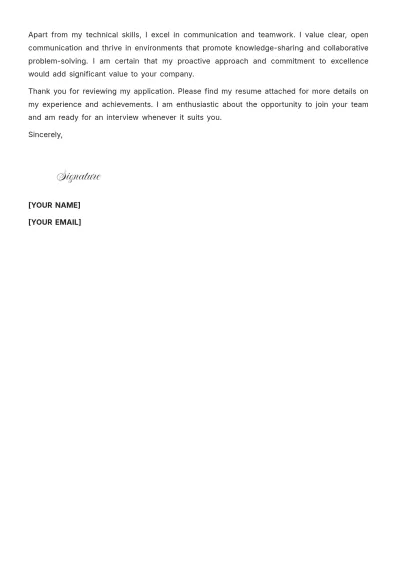 Free Back-End Software Engineer Cover Letter to Edit Online