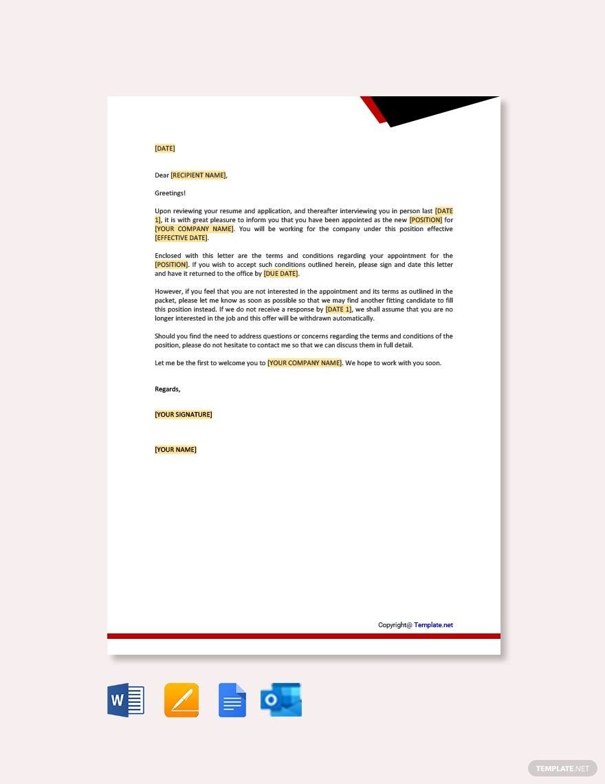Company Appointment Letter Template